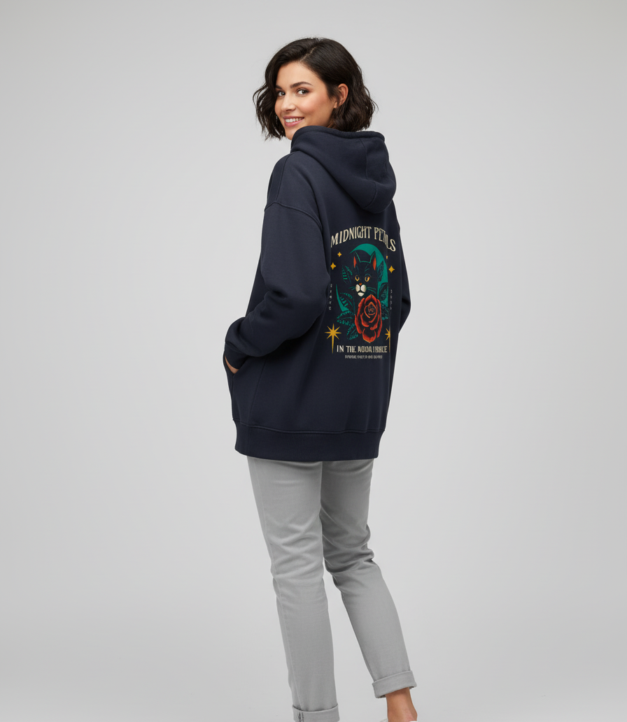 "Midnight Petals" Unisex Oversized Hoodie