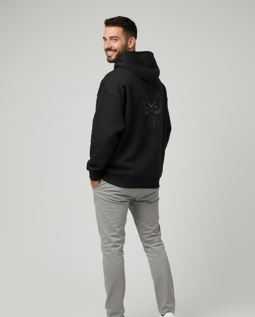 BLACK OWL Unisex Oversized Hoodie