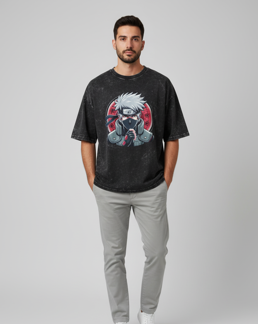 ITACHI UCHIHA Unisex Acid Washed Oversized Tee