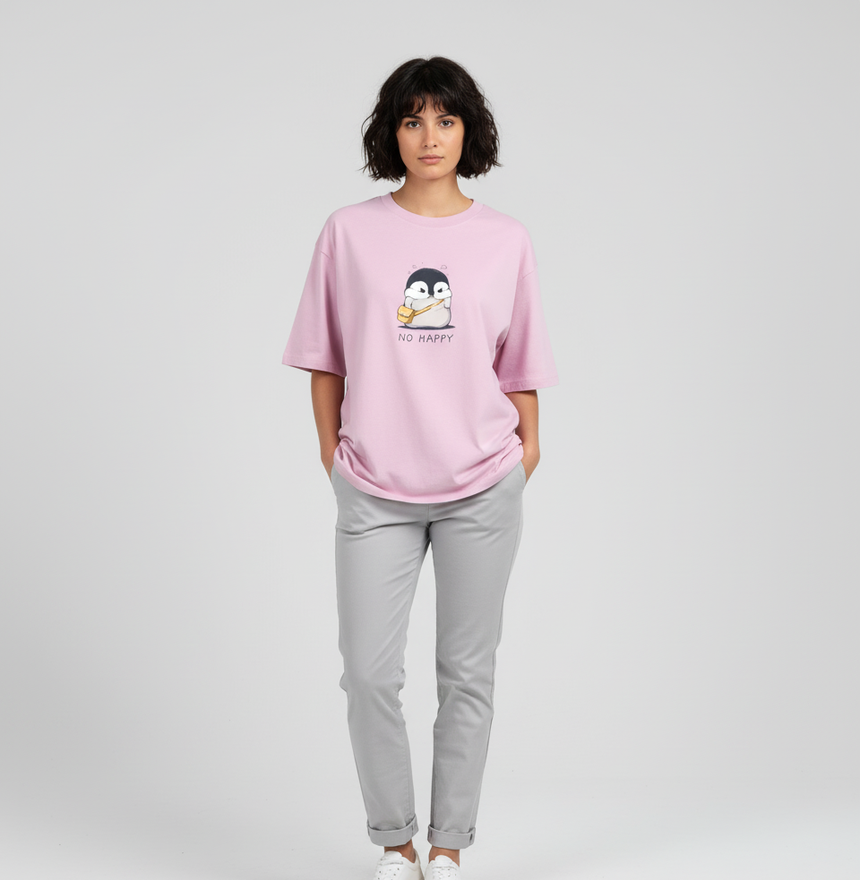 "NOT HAPPY" Women Oversized Classic T-Shirt
