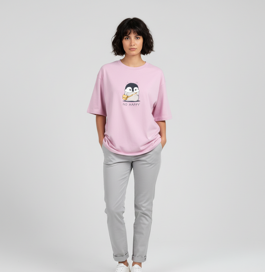 "NOT HAPPY" Women Oversized Classic T-Shirt